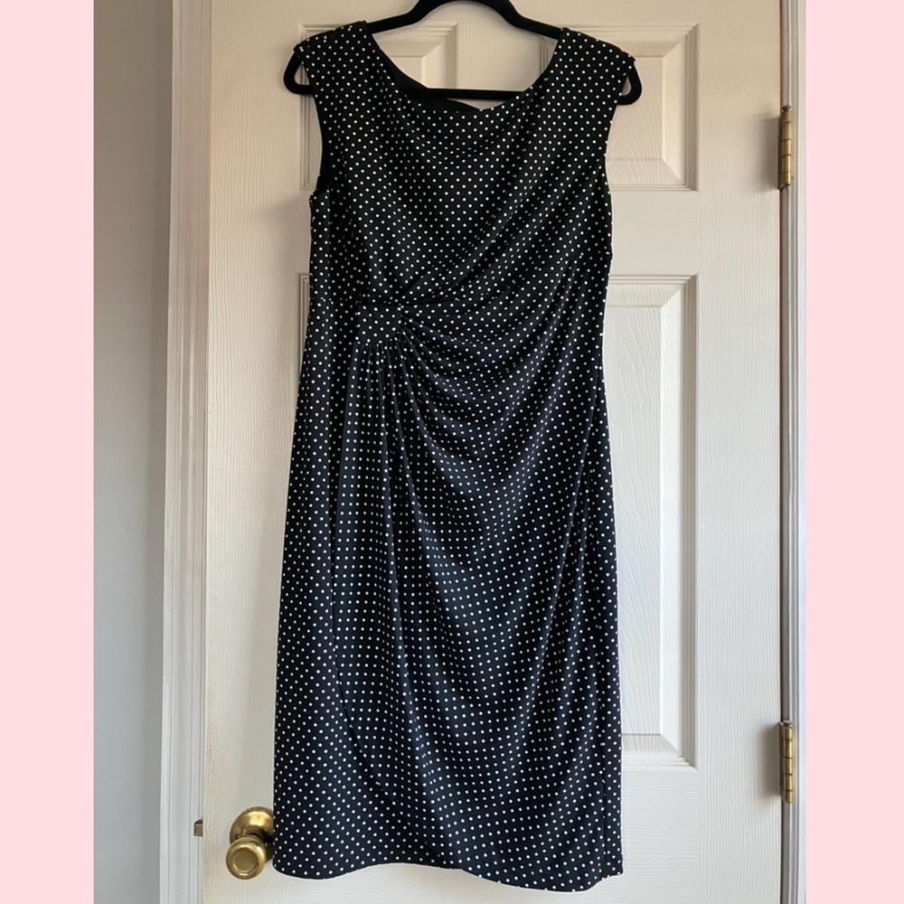 Connected Apparel Black and White Polka Dot Dress